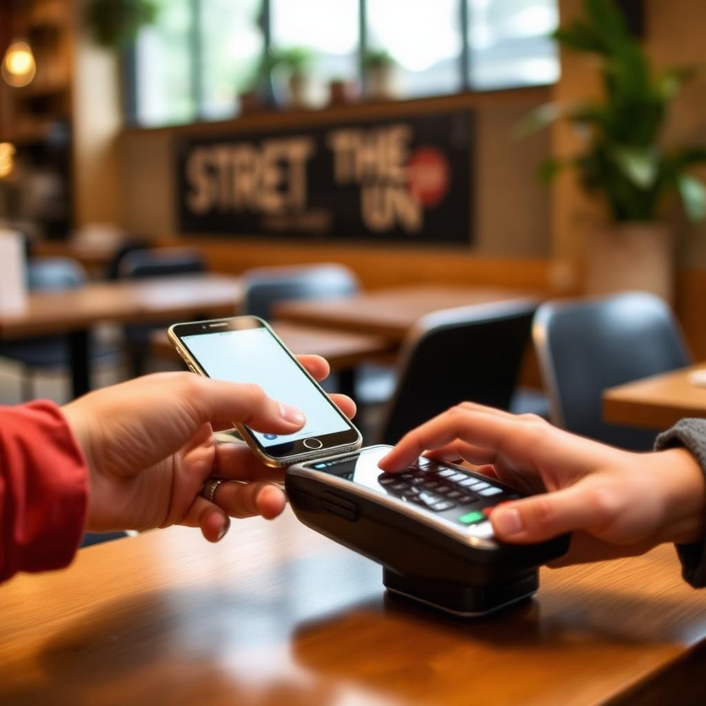 Smartphone-Zahlung an einem modernen Kassenterminal