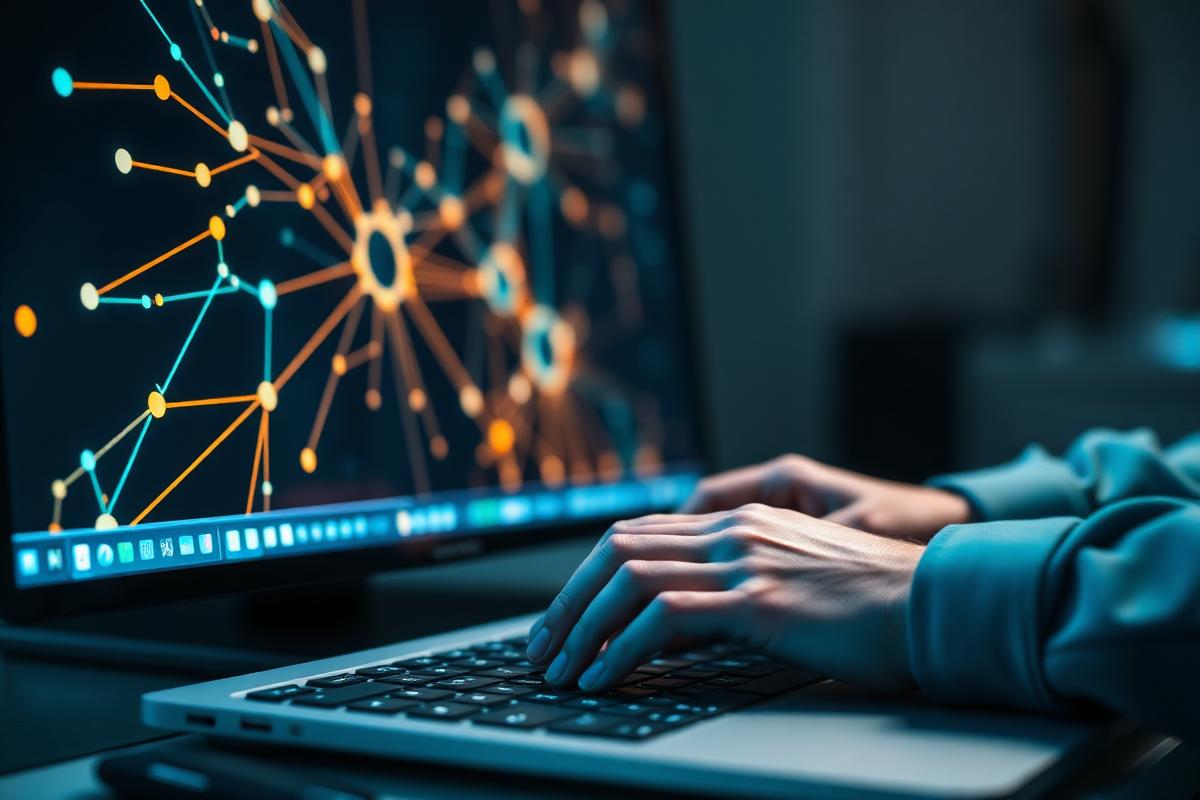 Datenanalystin arbeitet an KI-gestütztem Finanzdashboard